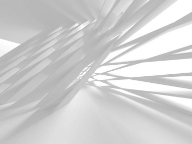 Beyaz Mimarlık İnşaat modern 3d render iç arka plan.