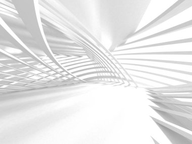 Beyaz Mimarlık İnşaat modern 3d render iç arka plan.