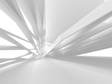 3D render illüstrasyon fütüristik beyaz mimari tasarım arka plan.