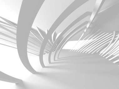 Beyaz Mimarlık İnşaat modern 3d render iç arka plan.