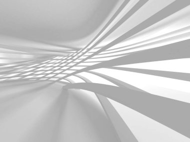 3D render illüstrasyon fütüristik beyaz mimari tasarım arka plan.