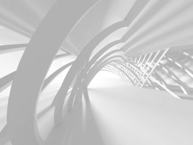 3D render illüstrasyon fütüristik beyaz mimari tasarım arka plan.