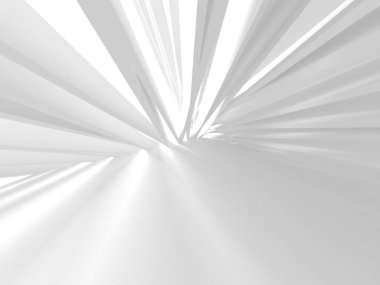 3D render illüstrasyon fütüristik beyaz mimari tasarım arka plan.
