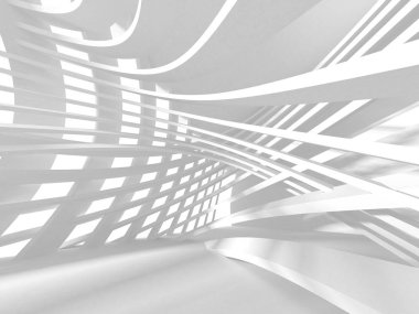 Beyaz Mimarlık İnşaat modern 3d render iç arka plan.