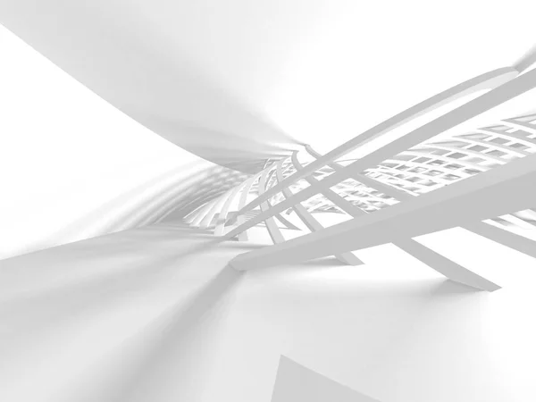 白色建筑建筑现代3D 渲染内饰背景 — 图库照片