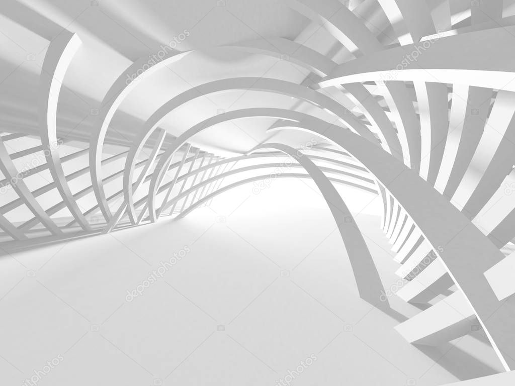 3d illustration abstract modern white render architecture background.  