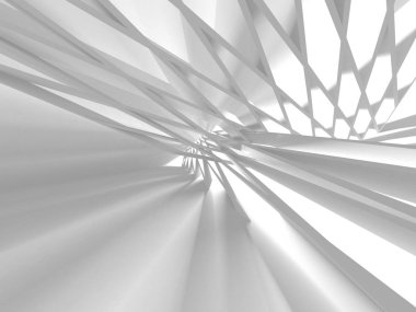 3D render illüstrasyon fütüristik beyaz mimari tasarım arka plan.