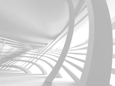 3D render illüstrasyon fütüristik beyaz mimari tasarım arka plan.