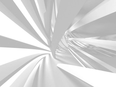 3D render illüstrasyon fütüristik beyaz mimari tasarım arka plan.