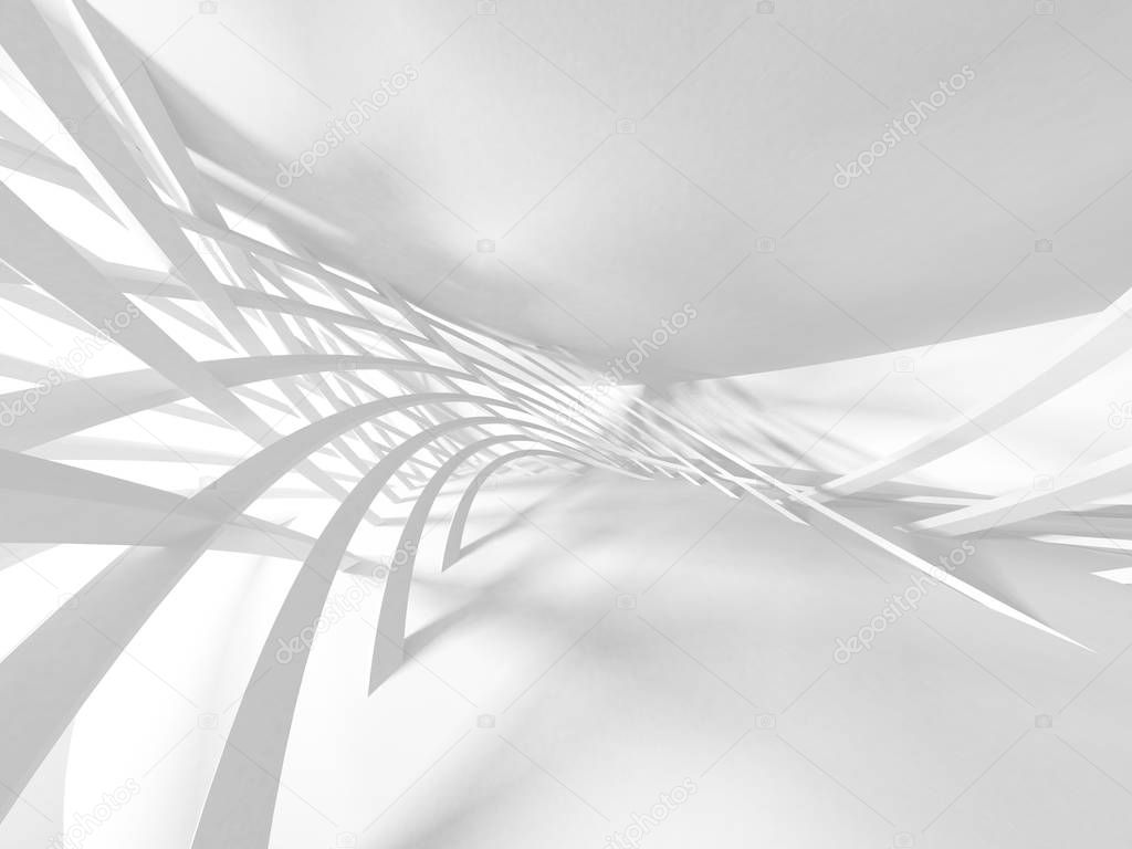 3d illustration abstract modern white render architecture background.  