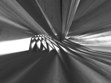 Geometrik beton mimari arka plan. 3D render illüstrasyon