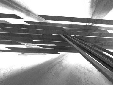 Geometrik beton mimari arka plan. 3D render illüstrasyon