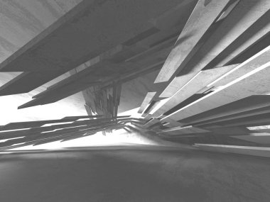 Beton mimari arka plan. Soyut boş karanlık oda. 3D render illüstrasyon