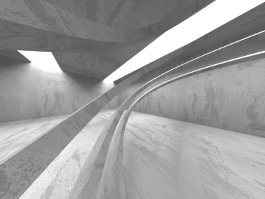 Beton mimari arka plan. Soyut boş karanlık oda. 3D render illüstrasyon