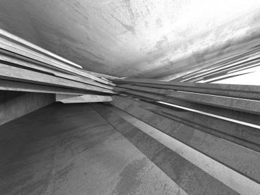 Beton mimari arka plan. Soyut boş karanlık oda. 3D render illüstrasyon