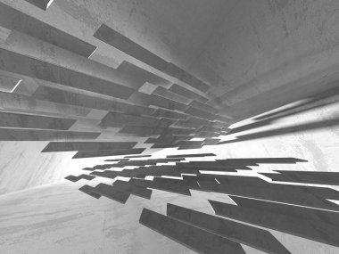 Beton mimari arka plan. Soyut boş karanlık oda. 3D render illüstrasyon