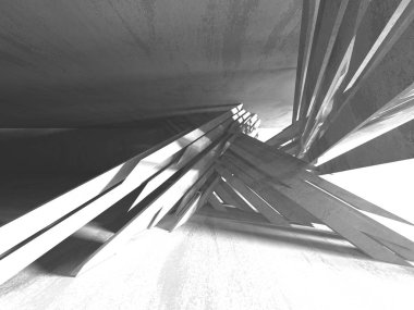 Beton mimari arka plan. Soyut boş karanlık oda. 3D render illüstrasyon