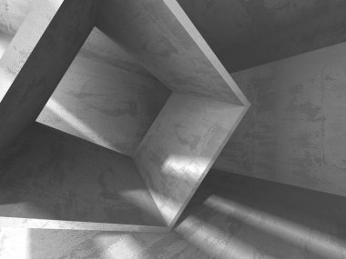 Beton mimari arka plan. Soyut boş karanlık oda. 3D render illüstrasyon