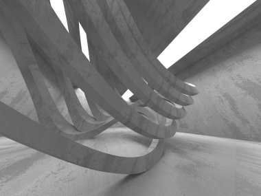 Beton mimari arka plan. Soyut boş karanlık oda. 3D render illüstrasyon