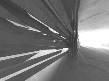 Beton mimari arka plan. Soyut boş karanlık oda. 3D render illüstrasyon