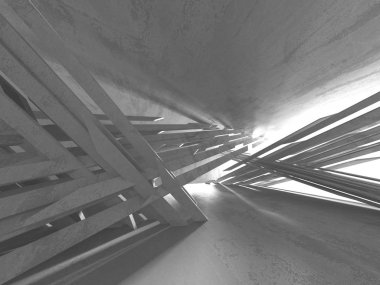 Beton mimari arka plan. Soyut boş karanlık oda. 3D render illüstrasyon