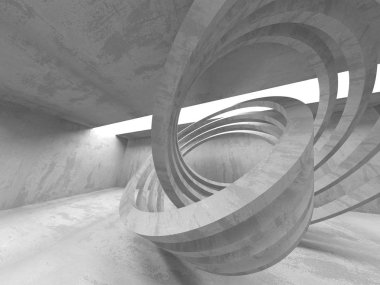 Beton mimari arka plan. Soyut boş karanlık oda. 3D render illüstrasyon