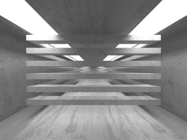 Geometrik beton mimari arka plan. 3D render illüstrasyon