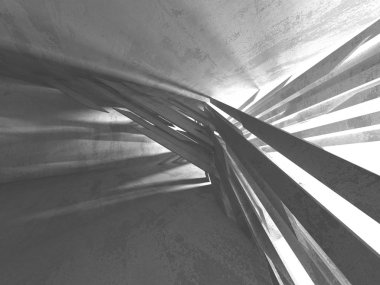 Geometrik beton mimari arka plan. 3D render illüstrasyon