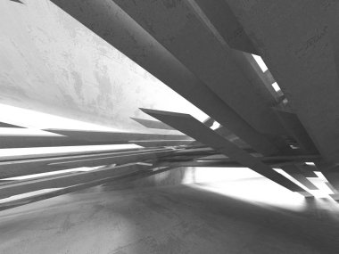 Geometrik beton mimari arka plan. 3D render illüstrasyon