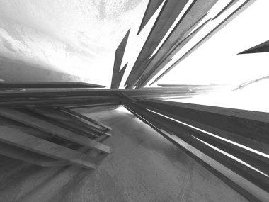 Geometrik beton mimari arka plan. 3D render illüstrasyon