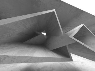 Karanlık beton boş oda. Modern mimari tasarım. Kentsel dokulu arka plan. 3D render illüstrasyon