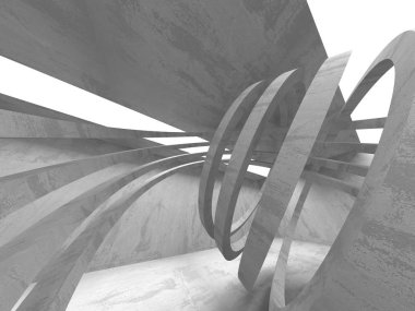 Karanlık beton boş oda. Modern mimari tasarım. Kentsel dokulu arka plan. 3D render illüstrasyon