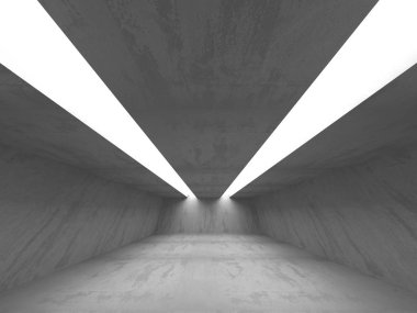 Karanlık beton boş oda. Modern mimari tasarım. Kentsel dokulu arka plan. 3D render illüstrasyon