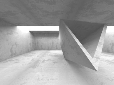 Karanlık beton boş oda. Modern mimari tasarım. Kentsel dokulu arka plan. 3D render illüstrasyon