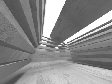 Karanlık beton boş oda. Modern mimari tasarım. Kentsel dokulu arka plan. 3D render illüstrasyon