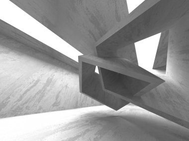 Karanlık beton boş oda. Modern mimari tasarım. Kentsel dokulu arka plan. 3D render illüstrasyon