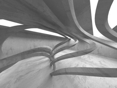 Karanlık beton boş oda. Modern mimari tasarım. Kentsel dokulu arka plan. 3D render illüstrasyon