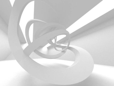 Soyut modern beyaz mimari arka planı. 3d resimleme