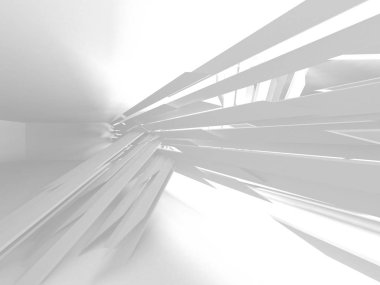 Soyut modern beyaz mimari arka planı. 3d resimleme