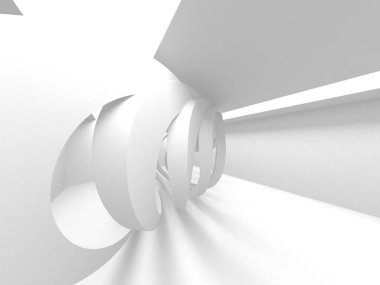 Soyut modern beyaz mimari arka planı. 3d resimleme