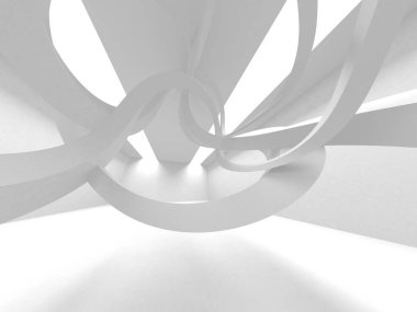 Soyut modern beyaz mimari arka planı. 3d resimleme