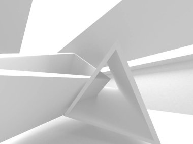 Soyut modern beyaz mimari arka planı. 3d resimleme