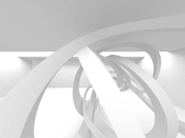 Soyut modern beyaz mimari arka planı. 3d resimleme