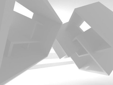 Soyut modern beyaz mimari arka planı. 3d resimleme