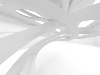 Soyut modern beyaz mimari arka planı. 3d resimleme