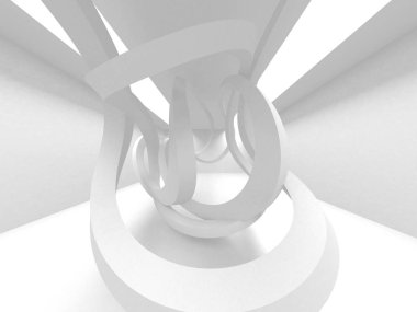 Soyut modern beyaz mimari arka planı. 3d resimleme