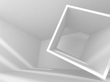 Soyut modern beyaz mimari arka planı. 3d resimleme