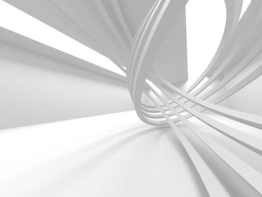 Soyut modern beyaz mimari arka planı. 3d resimleme