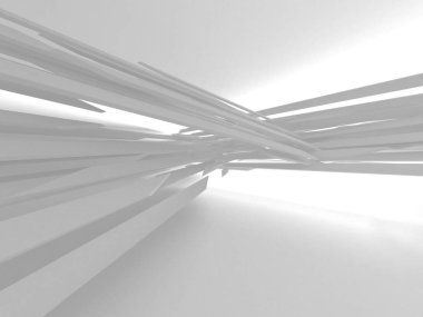 Fütüristik beyaz mimari tasarım arka plan. 3D render illüstrasyon