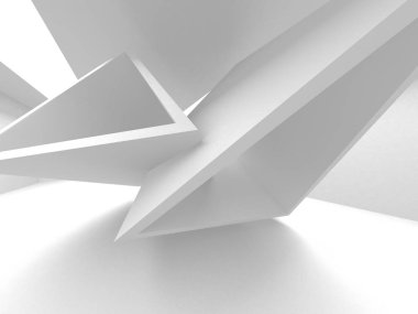 Fütüristik beyaz mimari tasarım arka plan. 3D render illüstrasyon